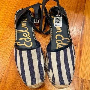 Sam Edelman Vivian Canvas Leather Navy White Espadrille Sandals